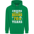 70th Birthday 70 Year Old Funny Alcohol Mens 80% Cotton Hoodie Irish Green