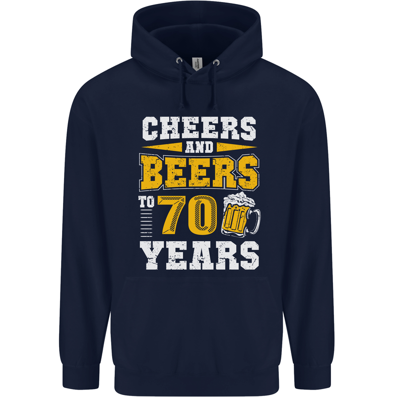 70th Birthday 70 Year Old Funny Alcohol Mens 80% Cotton Hoodie Navy Blue