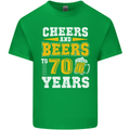 70th Birthday 70 Year Old Funny Alcohol Mens Cotton T-Shirt Tee Top Irish Green
