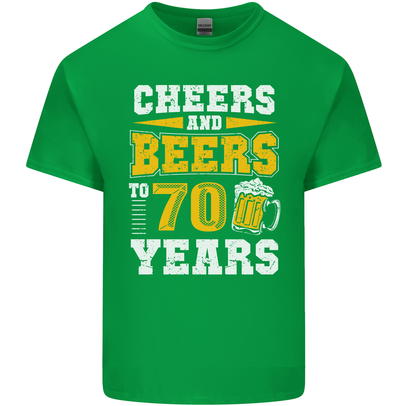 70th Birthday 70 Year Old Funny Alcohol Mens Cotton T-Shirt Tee Top Irish Green
