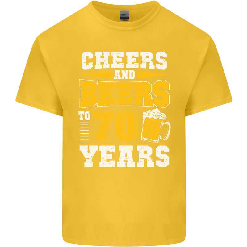 70th Birthday 70 Year Old Funny Alcohol Mens Cotton T-Shirt Tee Top Yellow