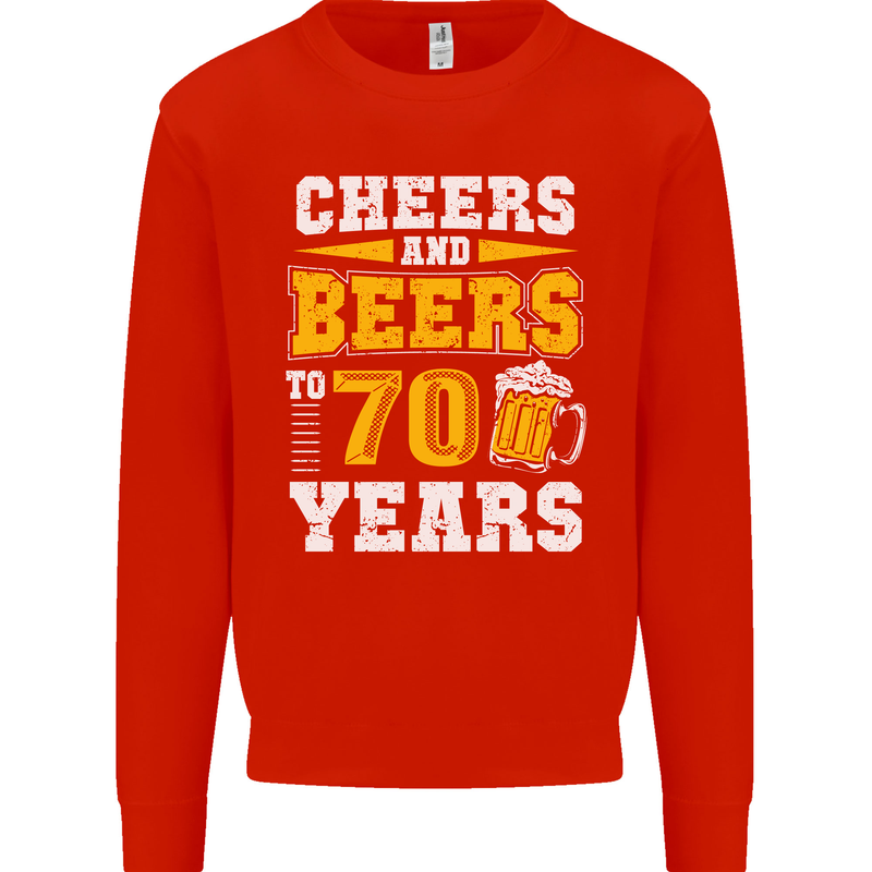 70th Birthday 70 Year Old Funny Alcohol Mens Sweatshirt Jumper Bright Red