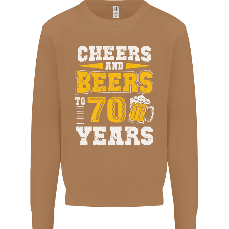 70th Birthday 70 Year Old Funny Alcohol Mens Sweatshirt Jumper Caramel Latte