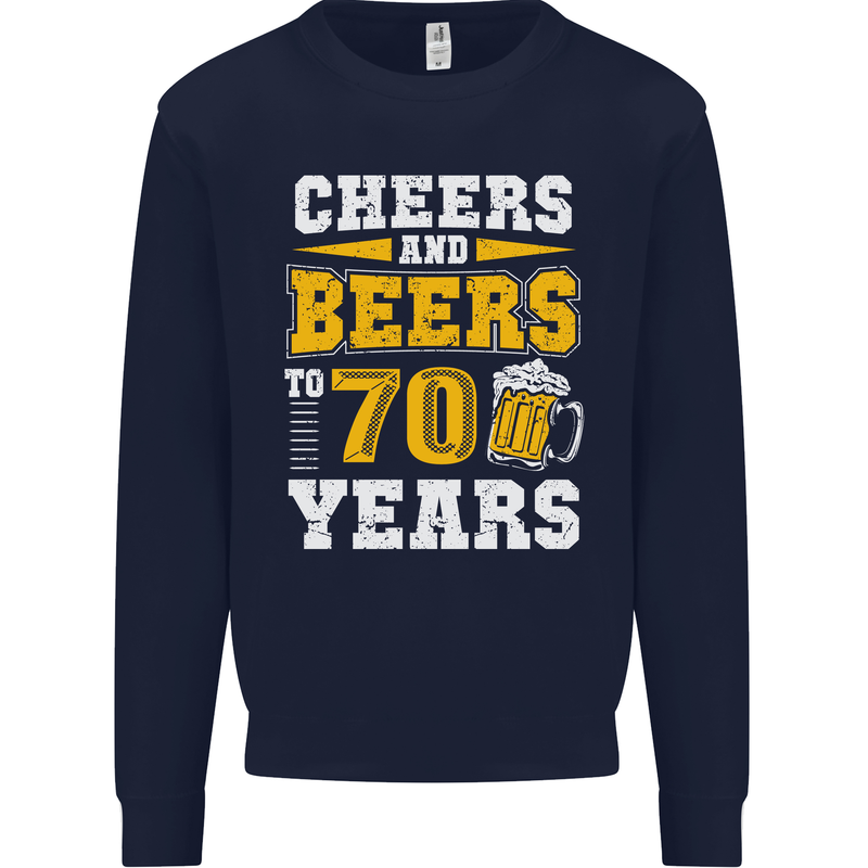 70th Birthday 70 Year Old Funny Alcohol Mens Sweatshirt Jumper Navy Blue
