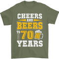 70th Birthday 70 Year Old Funny Alcohol Mens T-Shirt 100% Cotton Military Green