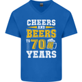 70th Birthday 70 Year Old Funny Alcohol Mens V-Neck Cotton T-Shirt Royal Blue