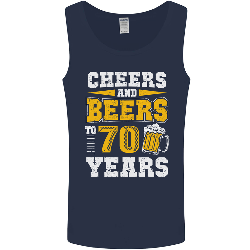 70th Birthday 70 Year Old Funny Alcohol Mens Vest Tank Top Navy Blue