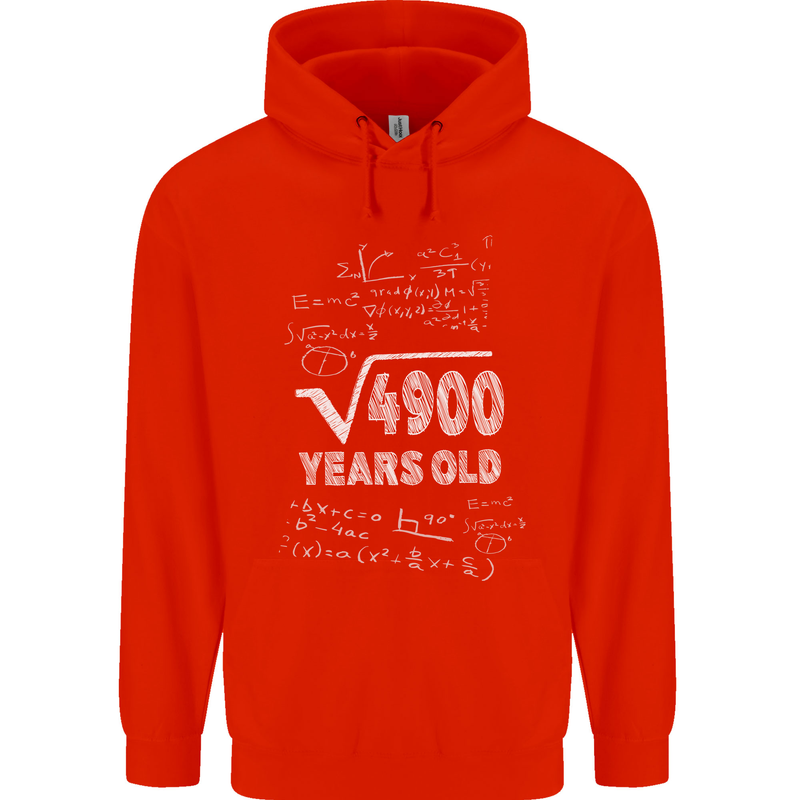 70th Birthday 70 Year Old Geek Funny Maths Mens 80% Cotton Hoodie Bright Red