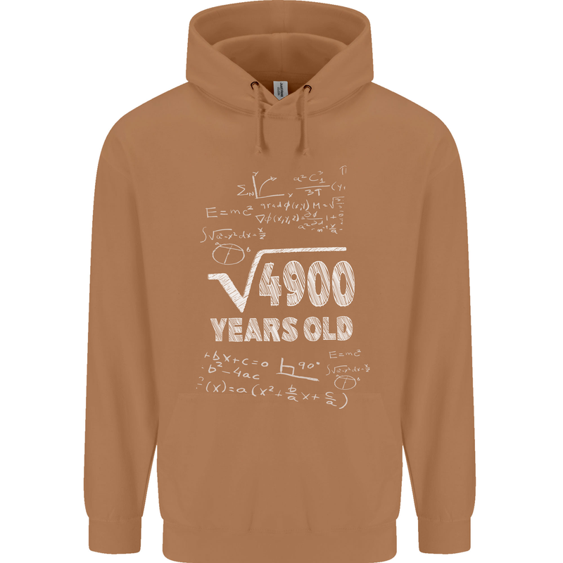 70th Birthday 70 Year Old Geek Funny Maths Mens 80% Cotton Hoodie Caramel Latte