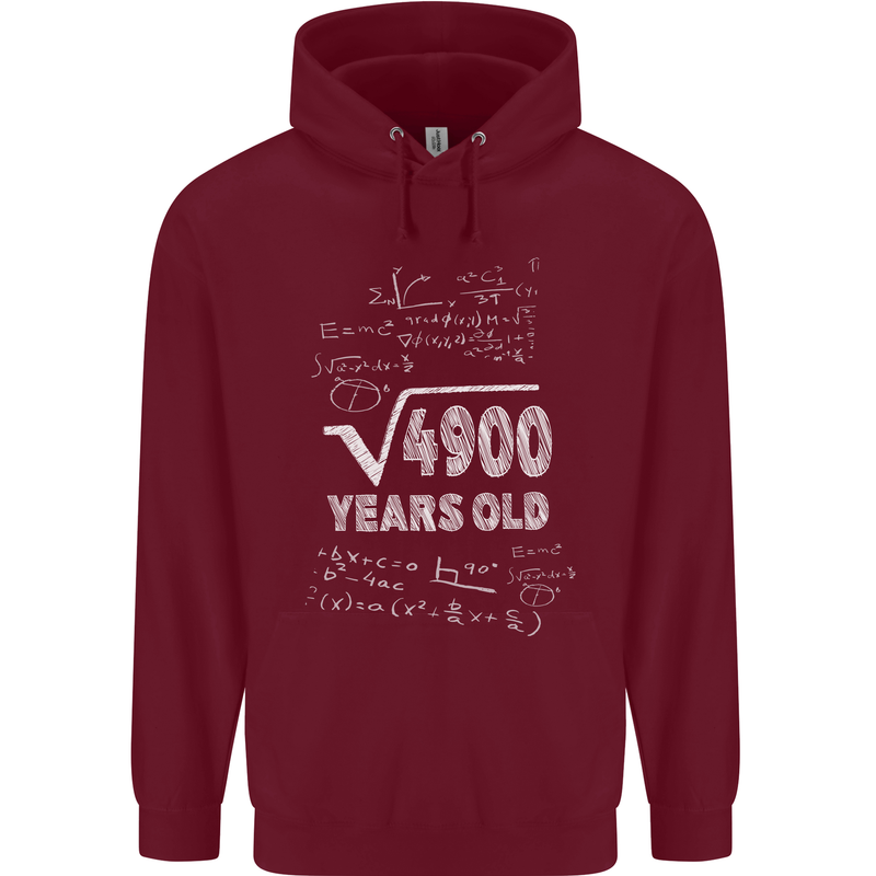 70th Birthday 70 Year Old Geek Funny Maths Mens 80% Cotton Hoodie Maroon