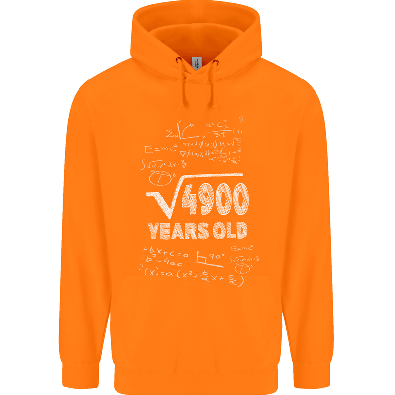 70th Birthday 70 Year Old Geek Funny Maths Mens 80% Cotton Hoodie Orange