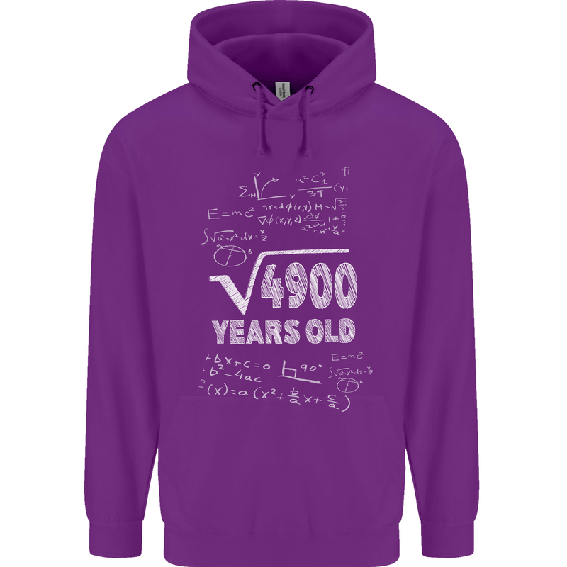 70th Birthday 70 Year Old Geek Funny Maths Mens 80% Cotton Hoodie Purple