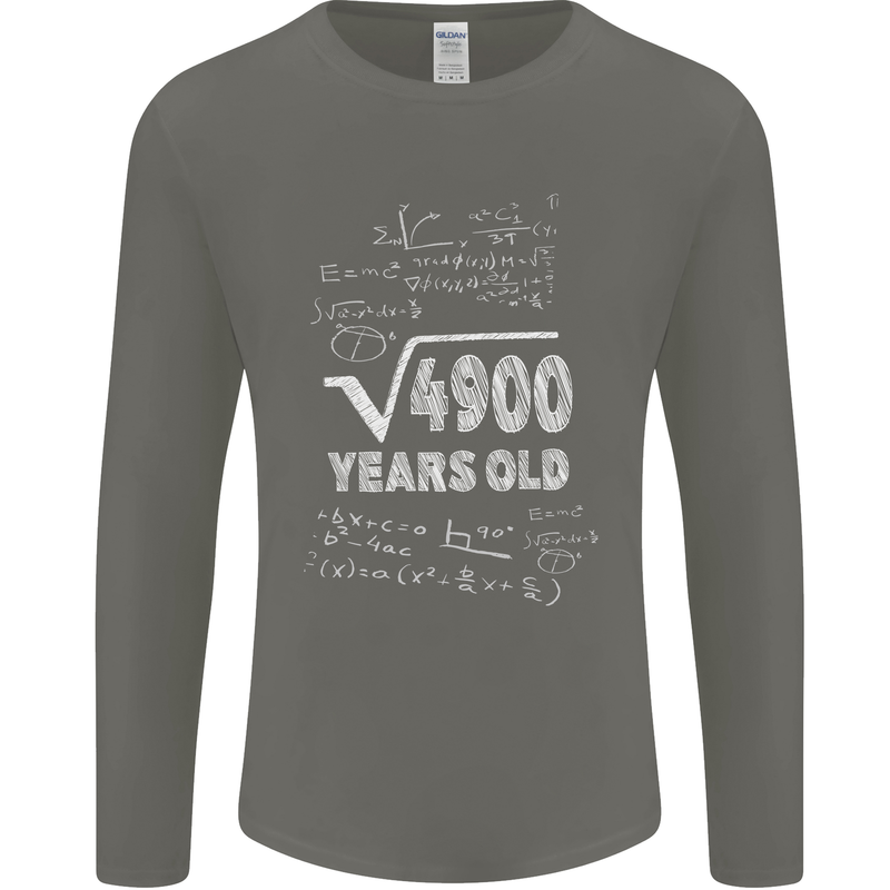 70th Birthday 70 Year Old Geek Funny Maths Mens Long Sleeve T-Shirt Charcoal