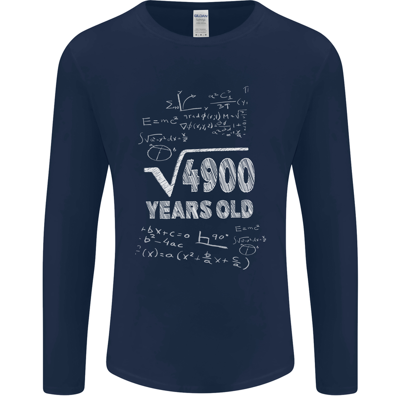 70th Birthday 70 Year Old Geek Funny Maths Mens Long Sleeve T-Shirt Navy Blue