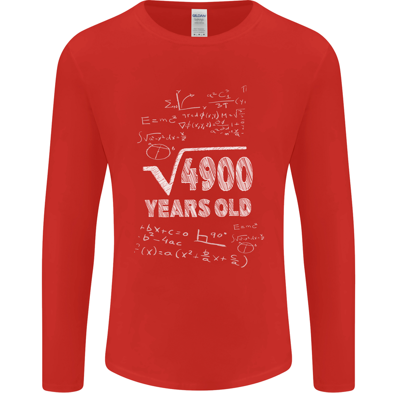 70th Birthday 70 Year Old Geek Funny Maths Mens Long Sleeve T-Shirt Red