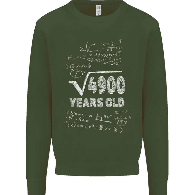70th Birthday 70 Year Old Geek Funny Maths Mens Sweatshirt Jumper Forest Green