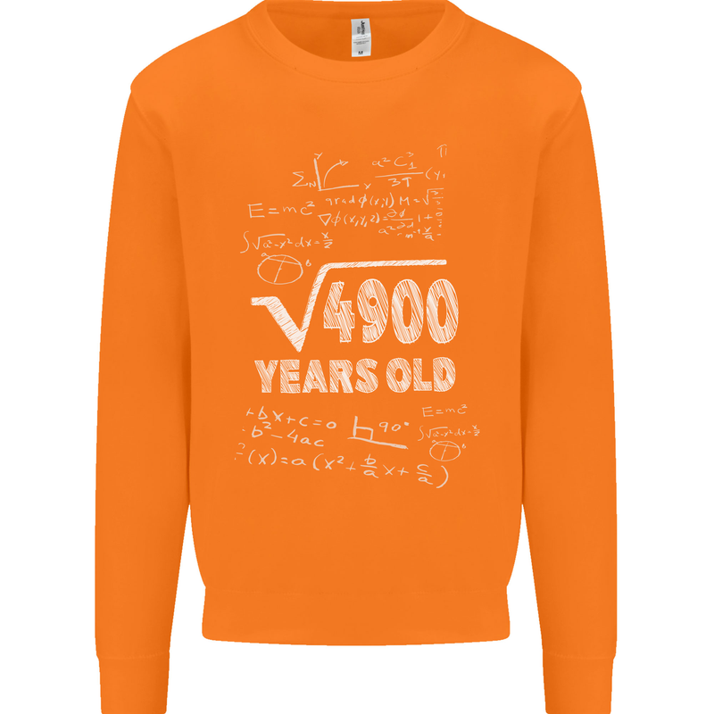 70th Birthday 70 Year Old Geek Funny Maths Mens Sweatshirt Jumper Orange