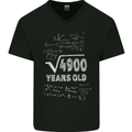 70th Birthday 70 Year Old Geek Funny Maths Mens V-Neck Cotton T-Shirt Black