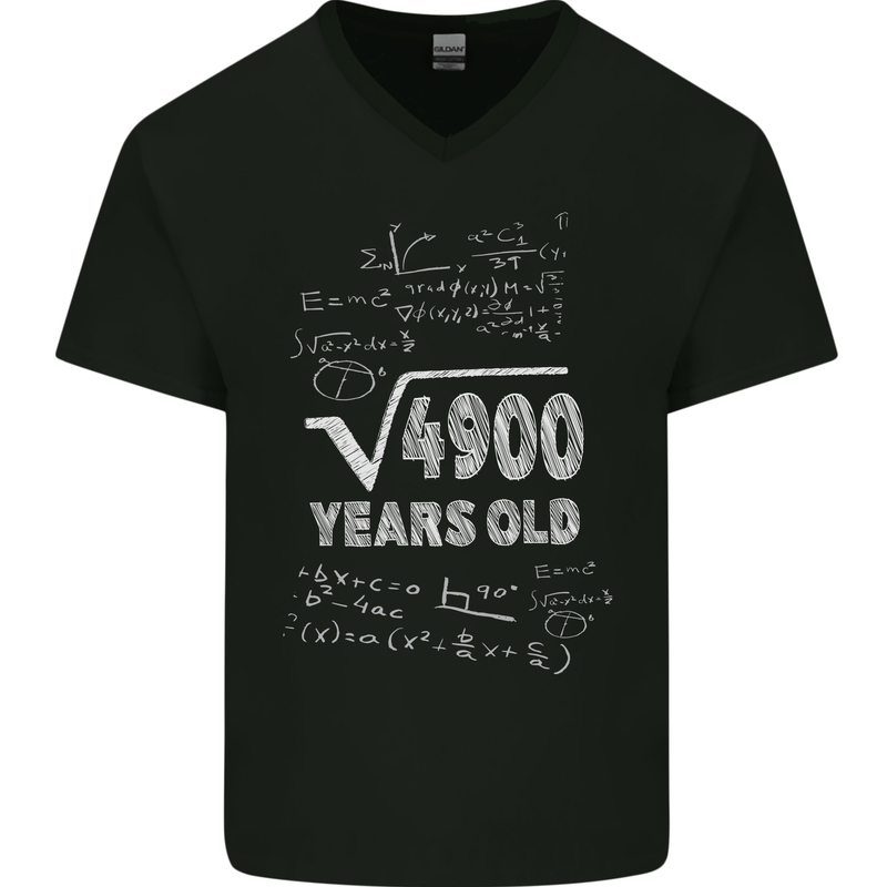70th Birthday 70 Year Old Geek Funny Maths Mens V-Neck Cotton T-Shirt Black