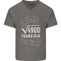 70th Birthday 70 Year Old Geek Funny Maths Mens V-Neck Cotton T-Shirt Charcoal