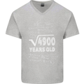 70th Birthday 70 Year Old Geek Funny Maths Mens V-Neck Cotton T-Shirt Sports Grey
