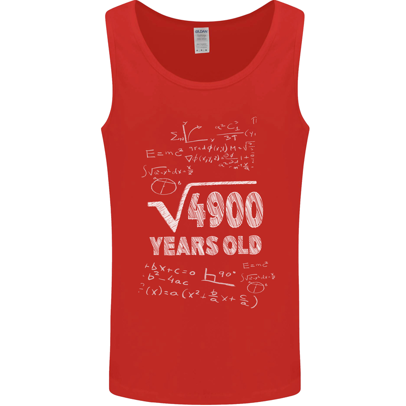 70th Birthday 70 Year Old Geek Funny Maths Mens Vest Tank Top Red