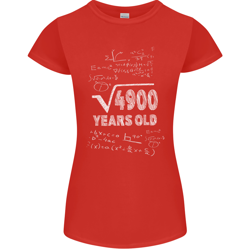 70th Birthday 70 Year Old Geek Funny Maths Womens Petite Cut T-Shirt Red