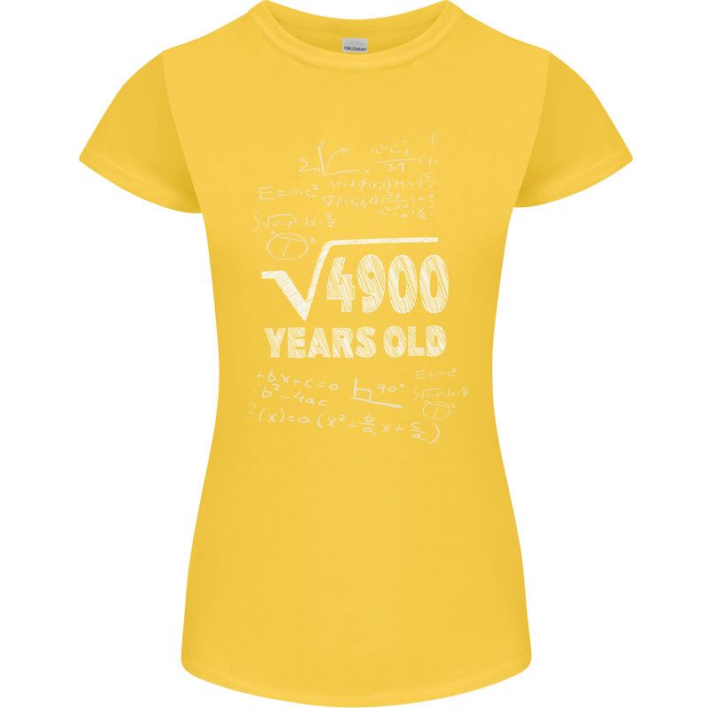 70th Birthday 70 Year Old Geek Funny Maths Womens Petite Cut T-Shirt Yellow