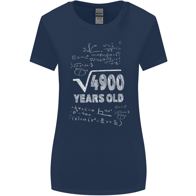 70th Birthday 70 Year Old Geek Funny Maths Womens Wider Cut T-Shirt Navy Blue