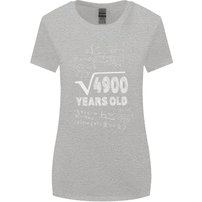 70th Birthday 70 Year Old Geek Funny Maths Womens Wider Cut T-Shirt Sports Grey