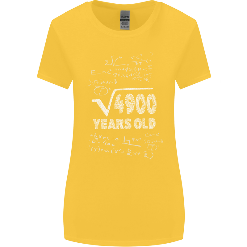 70th Birthday 70 Year Old Geek Funny Maths Womens Wider Cut T-Shirt Yellow