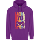 70th Birthday 70 Year Old Level Up Gamming Mens 80% Cotton Hoodie Purple