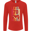 70th Birthday 70 Year Old Level Up Gamming Mens Long Sleeve T-Shirt Red
