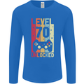 70th Birthday 70 Year Old Level Up Gamming Mens Long Sleeve T-Shirt Royal Blue