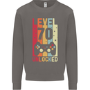 70th Birthday 70 Year Old Level Up Gamming Mens Sweatshirt Jumper Charcoal