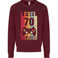 70th Birthday 70 Year Old Level Up Gamming Mens Sweatshirt Jumper Maroon