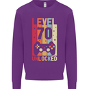 70th Birthday 70 Year Old Level Up Gamming Mens Sweatshirt Jumper Purple