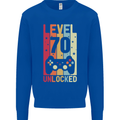 70th Birthday 70 Year Old Level Up Gamming Mens Sweatshirt Jumper Royal Blue