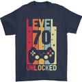 70th Birthday 70 Year Old Level Up Gamming Mens T-Shirt 100% Cotton Navy Blue