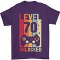 70th Birthday 70 Year Old Level Up Gamming Mens T-Shirt 100% Cotton Purple