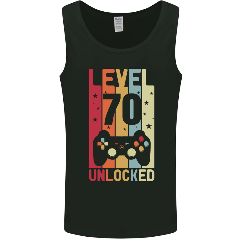 70th Birthday 70 Year Old Level Up Gamming Mens Vest Tank Top Black