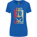 70th Birthday 70 Year Old Level Up Gamming Womens Wider Cut T-Shirt Royal Blue