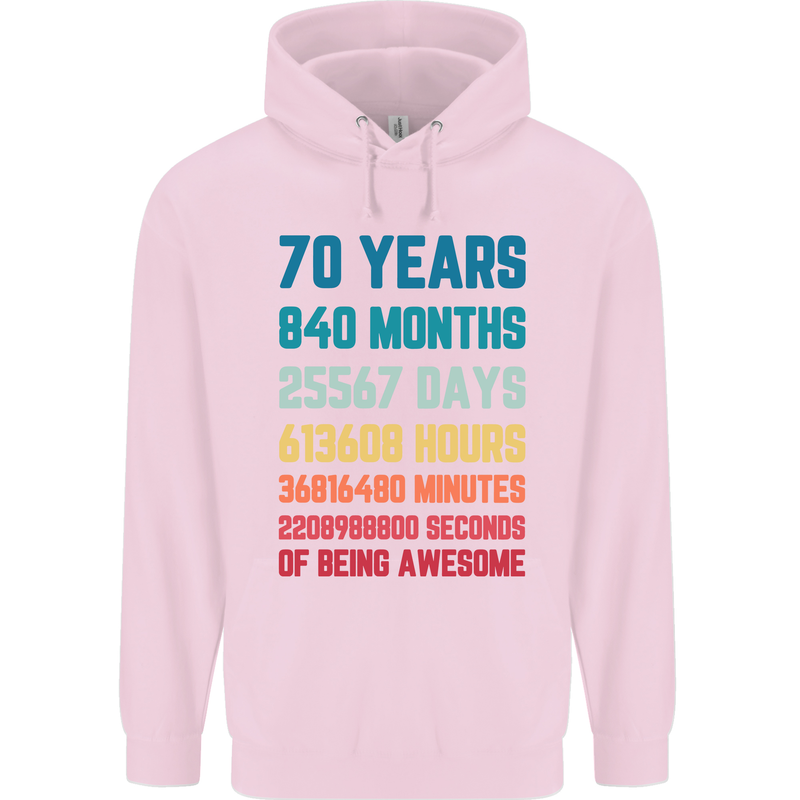 70th Birthday 70 Year Old Mens 80% Cotton Hoodie Light Pink