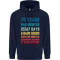 70th Birthday 70 Year Old Mens 80% Cotton Hoodie Navy Blue