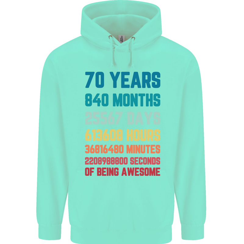 70th Birthday 70 Year Old Mens 80% Cotton Hoodie Peppermint