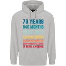 70th Birthday 70 Year Old Mens 80% Cotton Hoodie Sports Grey