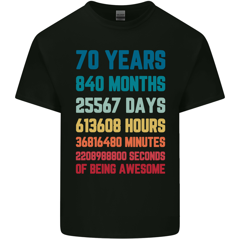 70th Birthday 70 Year Old Mens Cotton T-Shirt Tee Top Black