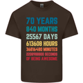 70th Birthday 70 Year Old Mens Cotton T-Shirt Tee Top Dark Chocolate