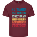 70th Birthday 70 Year Old Mens Cotton T-Shirt Tee Top Maroon