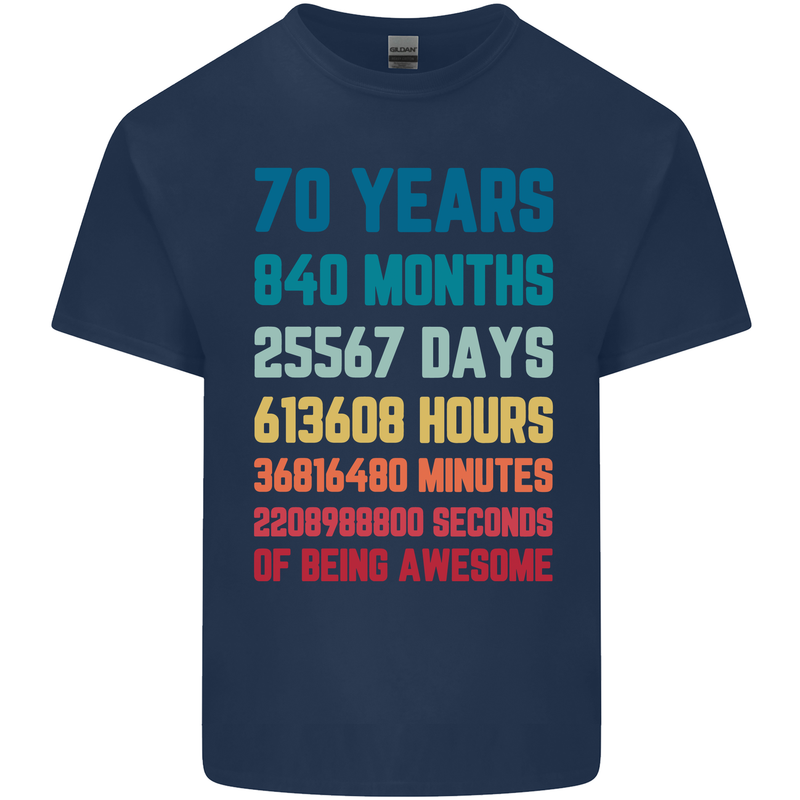 70th Birthday 70 Year Old Mens Cotton T-Shirt Tee Top Navy Blue